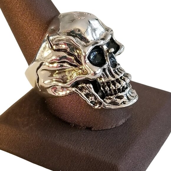 Mens Punk Metal Gothic Skull Ring Size 9.5 - Picture 2 of 6